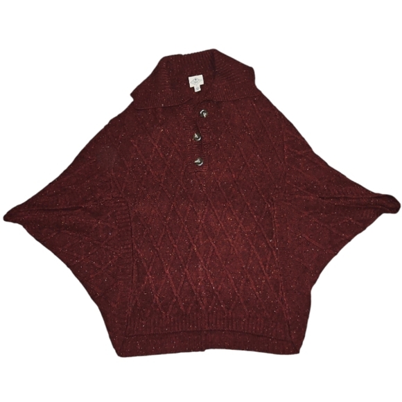 St. John's Bay - Asymmetrical Short Sleeve Poncho Pullover Sweater - S - Picture 7 of 9